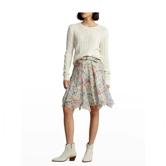 Polo Ralph Lauren Size 2 Georgette Handkerchief Skirt Floral MSRP$348 - Picture 5 of 5